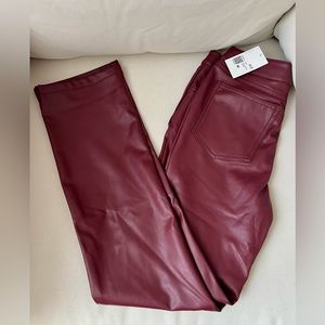 Burgundy Faux Leather High-Rise Pants NWT Size M